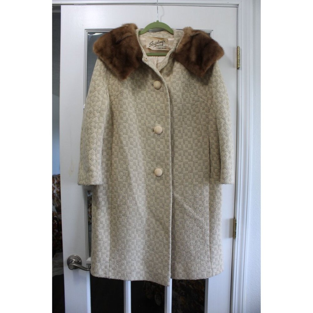 Vintage Wool Coat with Mink Fur Collar | Striplings Fort Worth | Mid-Century Tai